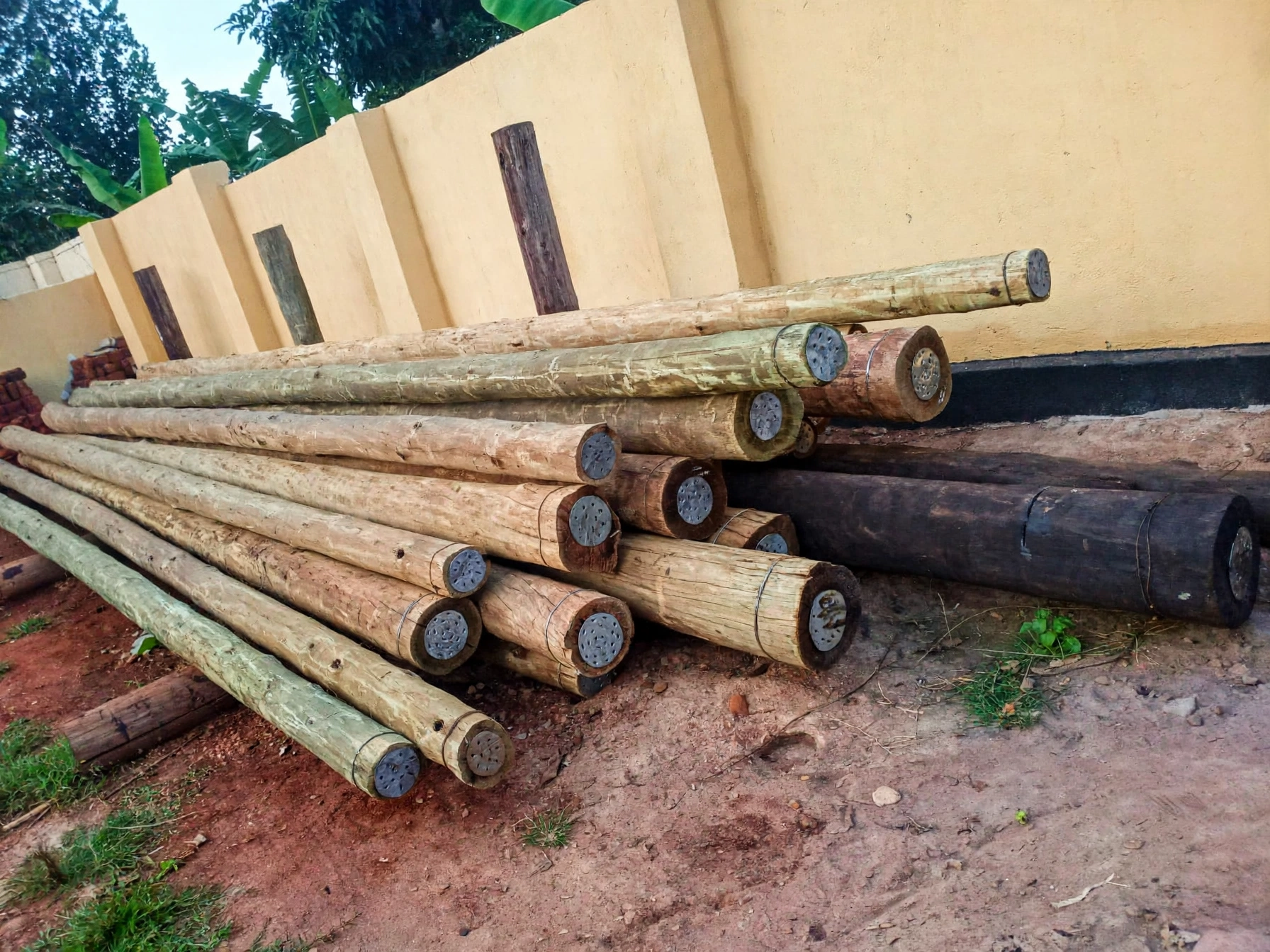 Stack of Quality Treated Poles